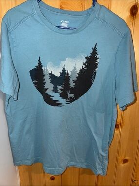 Jockey Men's Light Blue Graphic Crewneck T‑Shirt- Size L